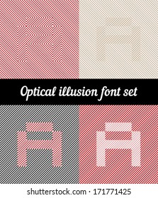 Letter A, Optical illusion pixel font set
