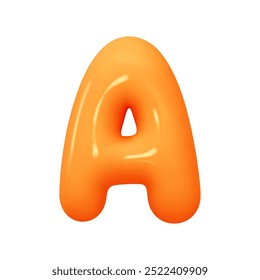 letter A. letter sign orange soft color. Realistic 3d design in cartoon balloon style. Isolated on white background. vector illustration