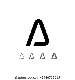 Buchstabe A, technische Digitalalphabet-Schriftart, inkl. Satz aus vier verschiedenen Stärken, Vektorillustration 10eps
