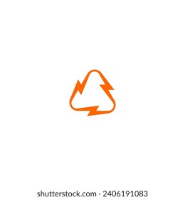 Carta A. Logo del triángulo con acento eléctrico del rayo.