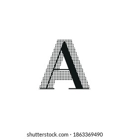 Letter A, uppercase, black color with dotted texture, typewriter character, editable vector