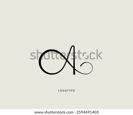 Letter "A" vector signature. Elegant minimalist icon. Classic logotype with curls.	
