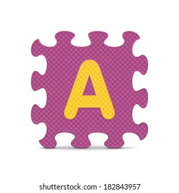 Letter "A" written with alphabet puzzle - vector illustration