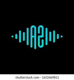 letter A2 with Pulse music player element.  sound wave logo concept, Multimedia Technology themed, Abstract Shape. Logo template electronic music, equalizer, store, DJ, nightclub, disco. - vector