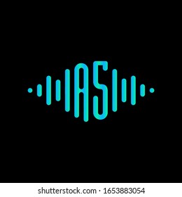 letter A5 with Pulse music player element.  sound wave logo concept, Multimedia Technology themed, Abstract Shape. Logo template electronic music, equalizer, store, DJ, nightclub, disco. - vector