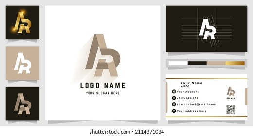 Letter AA or AR monogram logo with business card design