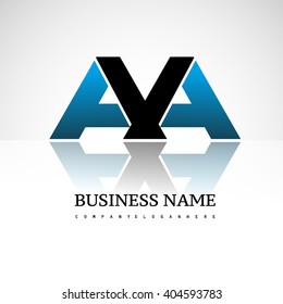 letter AA or AVA company linked letter logo icon blue and black