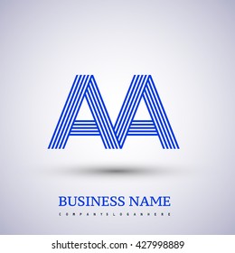Letter AA or AVA linked logo design. Elegant blue colored, symbol for your business or company identity.