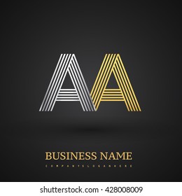 Letter AA or AVA linked logo design. Elegant silver and golden colored symbol for your business name or company identity.