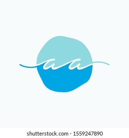 Letter AA or A A  with circle handwriting concept. handwriting logo of initial signature, wedding, fashion, jewelry, boutique, and botanical with creative template for any company or business - vector