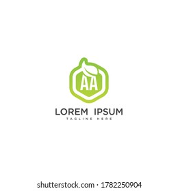 Letter AA eco leaf logo icon design template elements