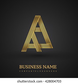 Letter AA linked logo design. Elegant golden colored symbol for your business or company identity.