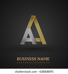Letter AA linked logo design. Elegant silver and golden colored symbol for your business name or company identity.
