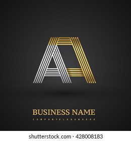 Letter AA linked logo design. Elegant silver and golden colored symbol for your business name or company identity.