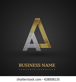 Letter AA linked triangle shape logo design. Elegant silver and golden colored symbol for your business name or company identity.