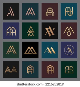 Colecciones del logotipo de la carta AA . ilustraciones vectoriales eps 10