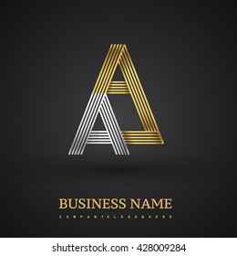Letter AA logo design. Elegant gold and silver colored, symbol for your business name or company identity.