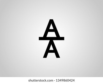 The letter AA logo with the letter position above and below. Monogram logos for letters A and A are black. Vector illustration