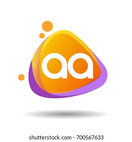 Letter AA logo in triangle splash and colorful background, letter combination logo design for creative industry, web, business and company.