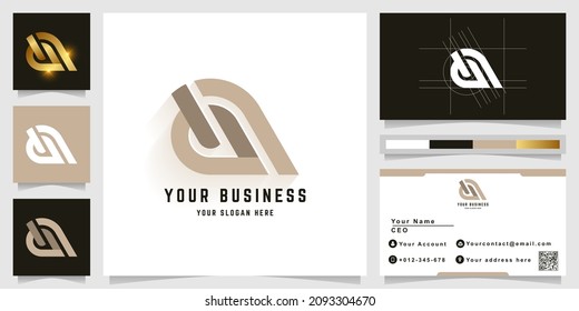 Letter a or aa monogram logo with business card design