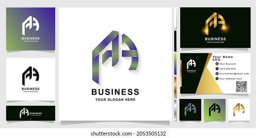 Letter A or AA monogram logo template with business card design