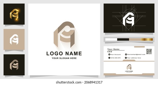 Letter a or aa monogram logo template with business card design
