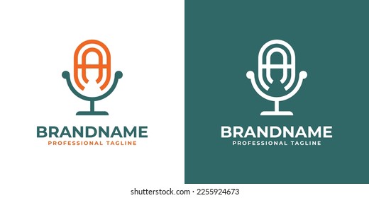 Letter A or AA Podcast Logo, suitable for any business related to microphone with A or AA initials.