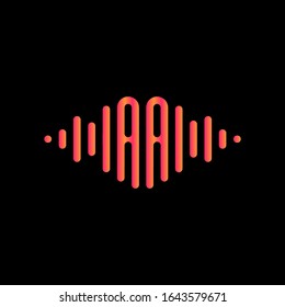 letter AA with Pulse music player element.  sound wave logo concept, Multimedia Technology themed, Abstract Shape. Logo template electronic music, equalizer, store, DJ, nightclub, disco. - vector