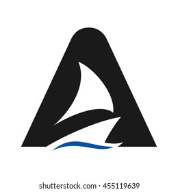 letter aa and sail boat logo vector.