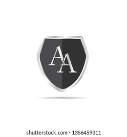 Letter AA silver shield 