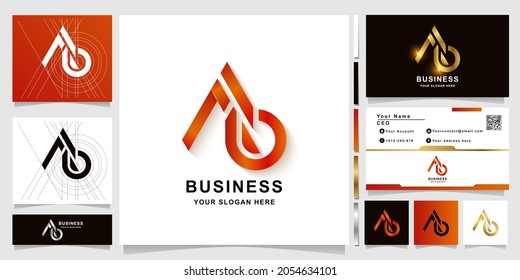 Letter AB or A6 monogram logo template with business card design