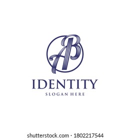 Letter AB Artistic Texture Monogram Creative Logo