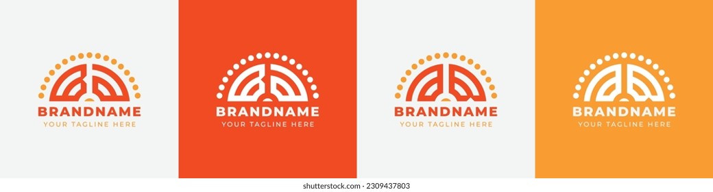 Letter AB and BA Sunrise  Logo Set, suitable for any business with AB or BA initials.