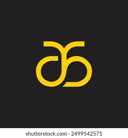 Letra AB Gold Lines Vector con logo de bucle simple 