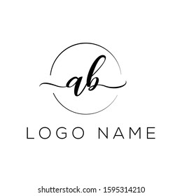 Letter Ab handwriting logo with luxury elegent modern style perfect for , beauty , wedding photography , spa , makeup logos 
