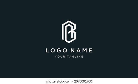 Letter AB hexagonal logo design element