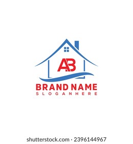 Letter AB with house logo design vector template. Home and real estate logo design.