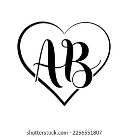 Letter AB Initial Heart Monogram Logo