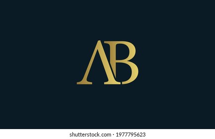 letter ab initial text based logo vector design monogram with creative concept in gold color with dark blue background sign for realestate, gym and fashion company.