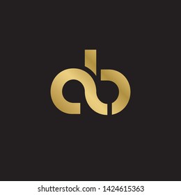 Letter ab linked lowercase logo design template elements. Gold letter Isolated on black  background. Suitable for business, consulting group company.