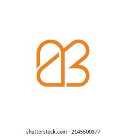 letter ab linked simple geometric line logo vector