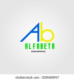 The letter AB logo applied to the alpha-beta name for an oleochemicals company. The logo could be customized based on your needs.