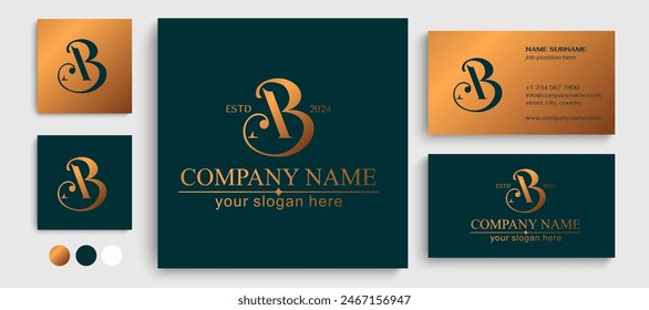 letter AB logo design letter AB luxurious. letter logo template elements. personal monogram.