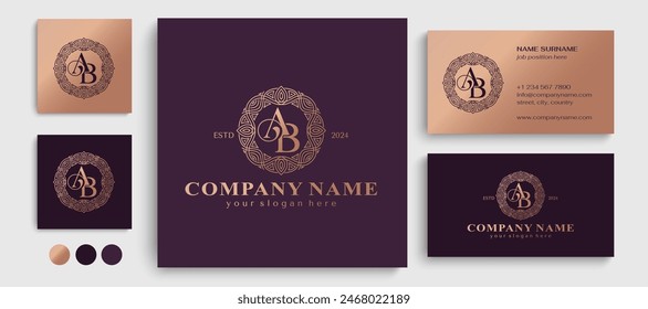 letter AB logo design letter AB luxurious. letter logo template elements. personal monogram.