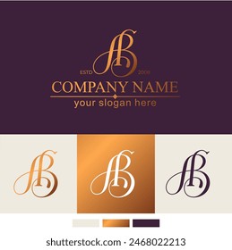 letter AB logo design letter AB luxurious. letter logo template elements. personal monogram.