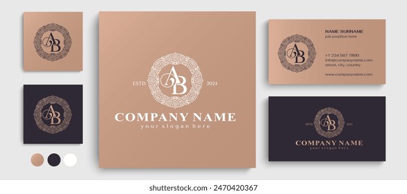 letter AB logo design letter AB luxurious. letter logo template elements. personal monogram.