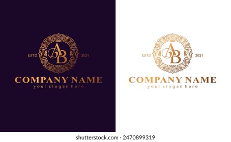 letter AB logo design letter AB luxurious. letter logo template elements. personal monogram.