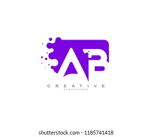 Letter AB Logo Design Vector with Abstract Square Shape Dots