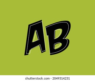 Diseño del logotipo de la letra AB con un contorno creativo blanco en fondo verde lima
