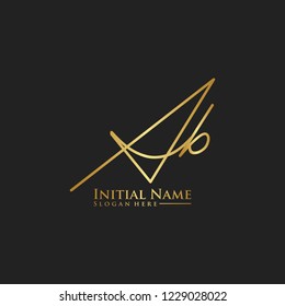 Letter Ab Logo. Initial Letter Design Vector Luxury Colors